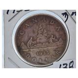 Extra Fine 1935 Canada One Dollar Coin with Great