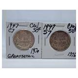 1947 "Curved 7" and 1947 "Straight 7" Canada 50