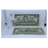 Pair of 1937 Canada One Dollar Bills