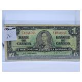 1937 Canada One Dollar Bill with Osbourne