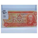 1975 Canada Fifty Dollar Bill with Vibrant Color