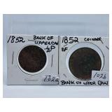 1852 Bank of Upper Canada Half Penny and Penny
