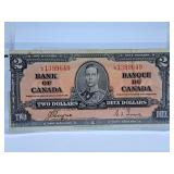 1937 Canada L/R Two Dollar Bill with Vibrant Color
