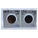 1859 and 1890H Canada Pennies