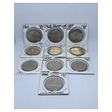 Ten Canada One Dollar Coins. Many Uncirculated.