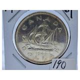 Uncirculated 1949 Canada One Dollar Coin