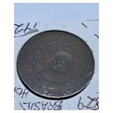 1829 Brazil Forty Reis Coin