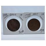 1918 and 1938 British Large Pennies