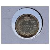 About Uncirculated 1880H Canada Nickel with Holed