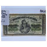 Rare 1870 Canada Twenty Five Cent Bill with Good