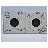 Very Fine 1861 and 1865 Nova Scotia Half Cent