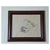 Framed Carle Hoctwitz sketch. 25 1/2" l x 21 1/2"