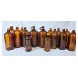 Collection of Amber Glass Javex Bottles
