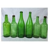 Vintage Green Glass Bottles