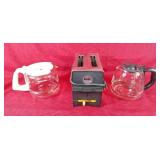 Silex toaster and 2 coffee pots