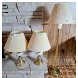 1 floor lamp and 2 table top lamps. 56" h & 28" h
