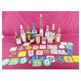 Bar Ware lot! Empty liquor bottles and coasters