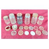 Vintage mason jars with lids. Ball, crown, & Gem