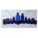 Collection of Cobalt Blue Glass Bottles - Various