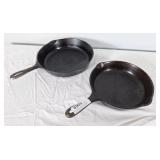 Pair of cast iron frying pans. 9" & 10"