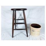 2 gallon crock and stool (24" high)
