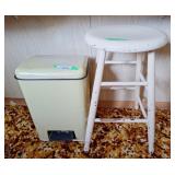 Garbage can and stool. Stool is 22" high