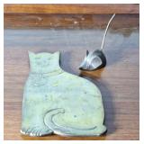 Brass Trivet and brass mouse receipt holder