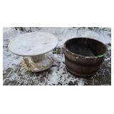 Wooden Wire Spool made into table and Wooden