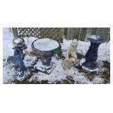 4 Garden statues, Globe lady and Sundial are