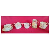 Hand Painted Nippon mustache mug, floral mug,