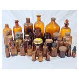 Collection of Amber Glass Bottles - Various Sizes
