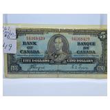 1937 Canada Five Dollar Bill