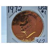 Gold Plated 1972 U.S.A. One Dollar Coin