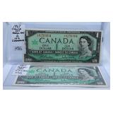 Two in a Row Uncirculated 1967 Canada One Dollar