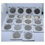 18 Canada One Dollar Coins. Many are