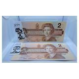 Uncirculated Two in a Row 1986 Canada Two Dollar