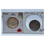 1957 and 1974 Canada 50 Cent Pieces