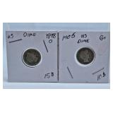1898 and 1905 U.S.A. Dimes