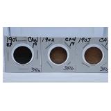 1901, 1902 and 1903 Canada Pennies