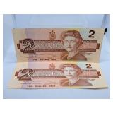 Two in a Row Uncirculated 1986 Canada Two Dollar