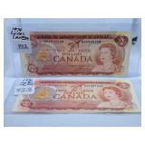 Two Choice Uncirculated 1974 Canada Two Dollar