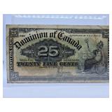 Very Fine 1900 Canada Twenty Five Cent Bill
