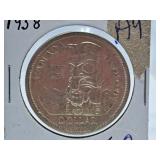 About Uncirculated 1958 Canada One Dollar Coin