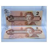 Two in a Row Choice Uncirculated 1986 Canada Two
