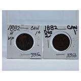 1882 Canada Pennies with Obverse One & Two. Nice