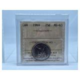 ICCS Graded Mint State 1969 Canada Quarter