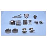 Cufflinks, Tie Clip and Ring. Four Sets of