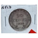 Fine 1919 Newfoundland 50 Cent Piece
