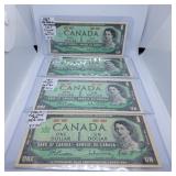Four Choice Uncirculated Canada One Dollar Bills