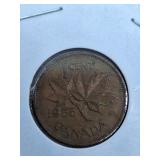Very Good 1955 Canada Penny with No Shoulder Fold